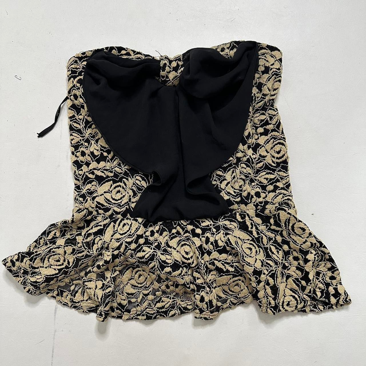 Bow print strapless top