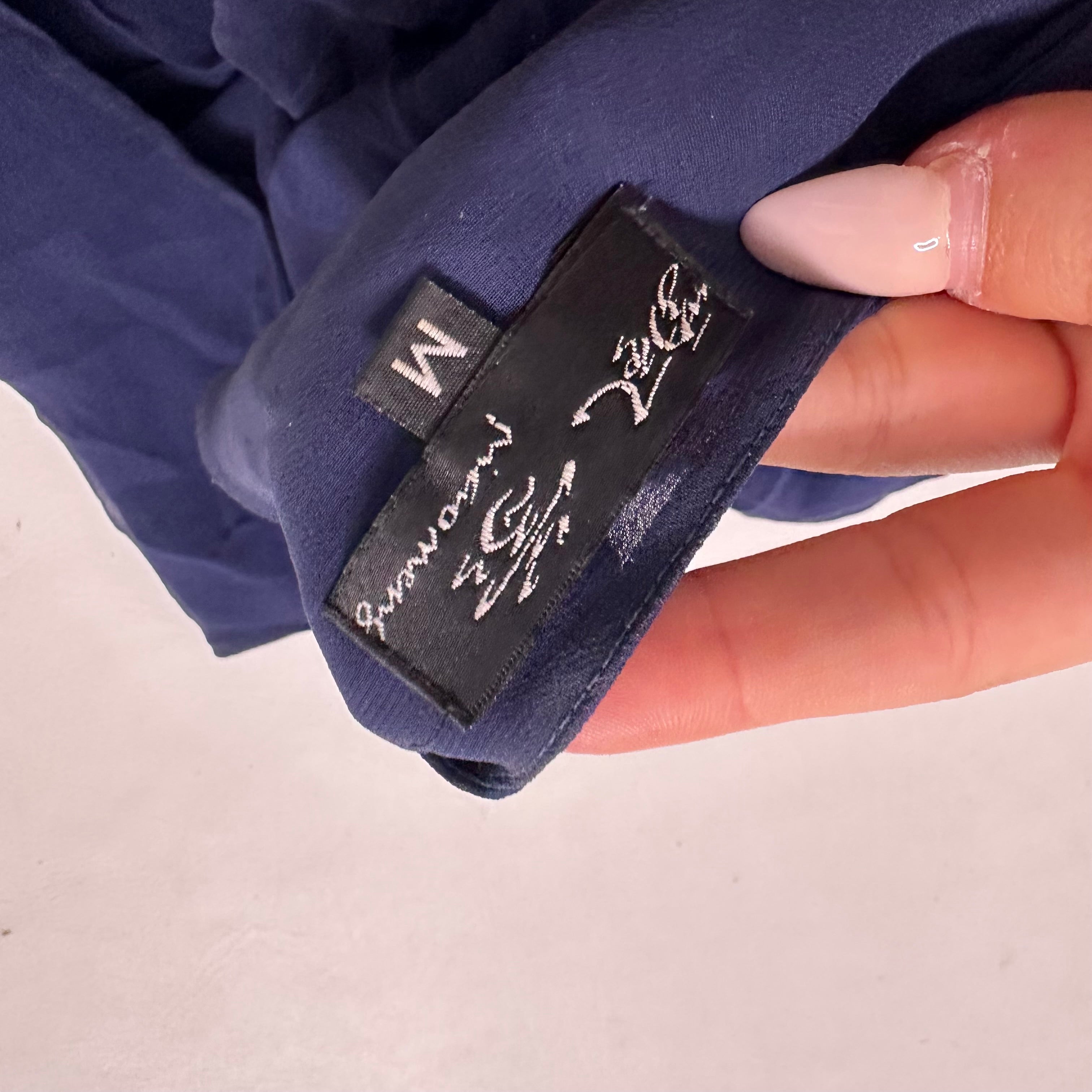 Silk navy midi dress with sequins