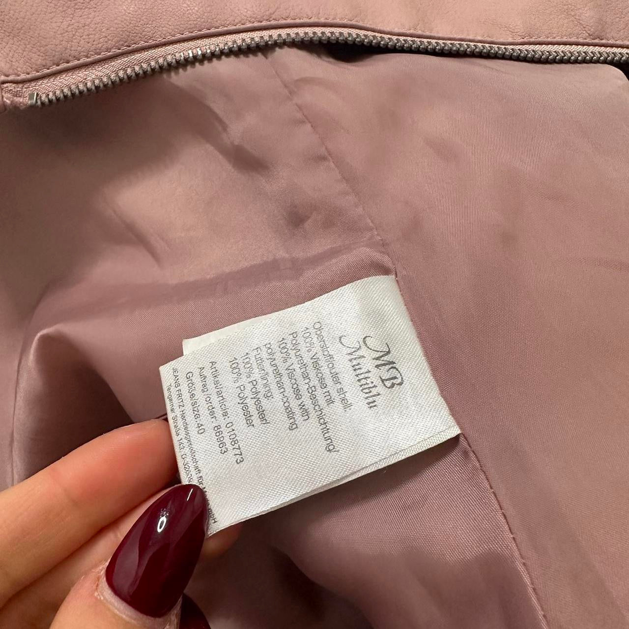 Faux leather pink moto jacket