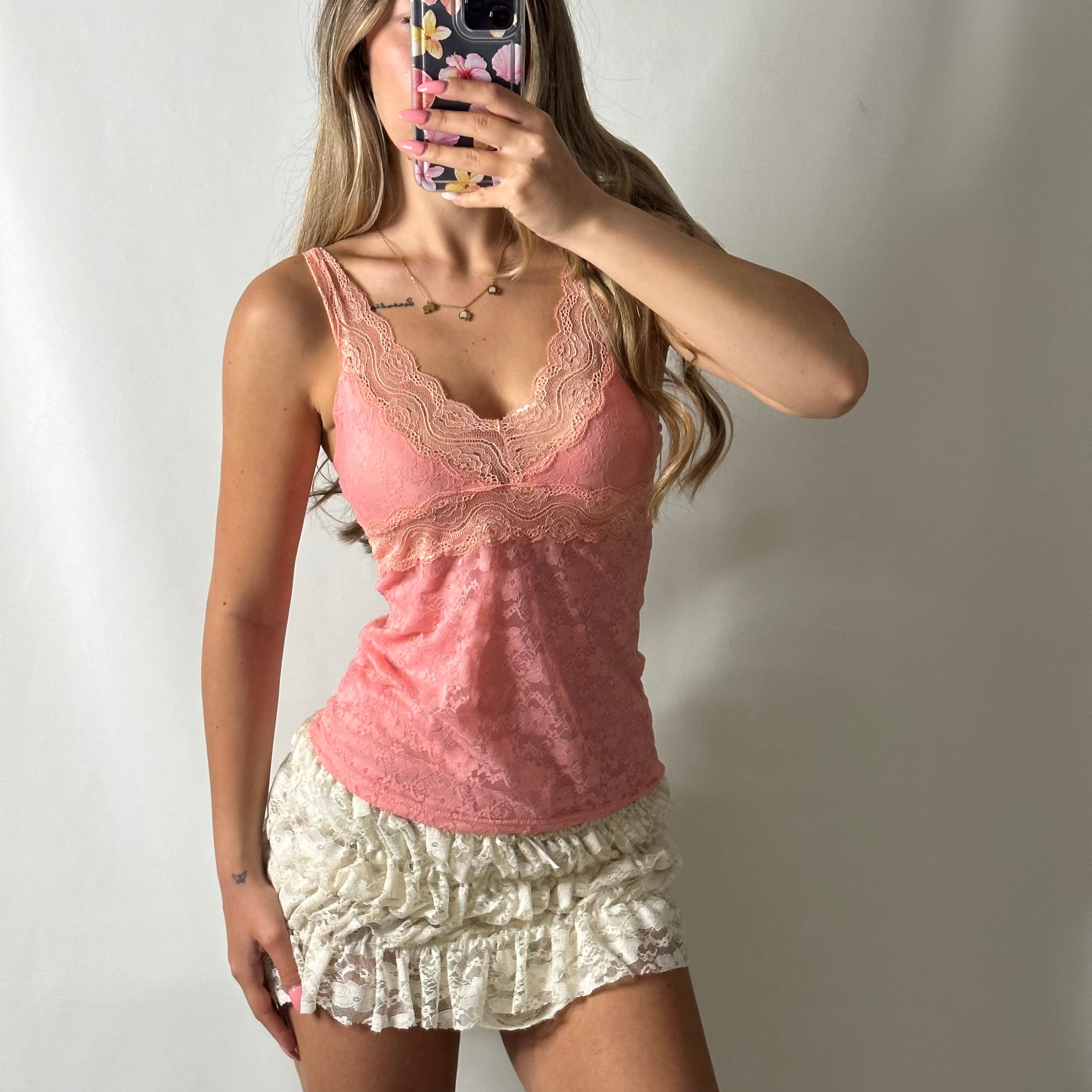 Pink lace cami