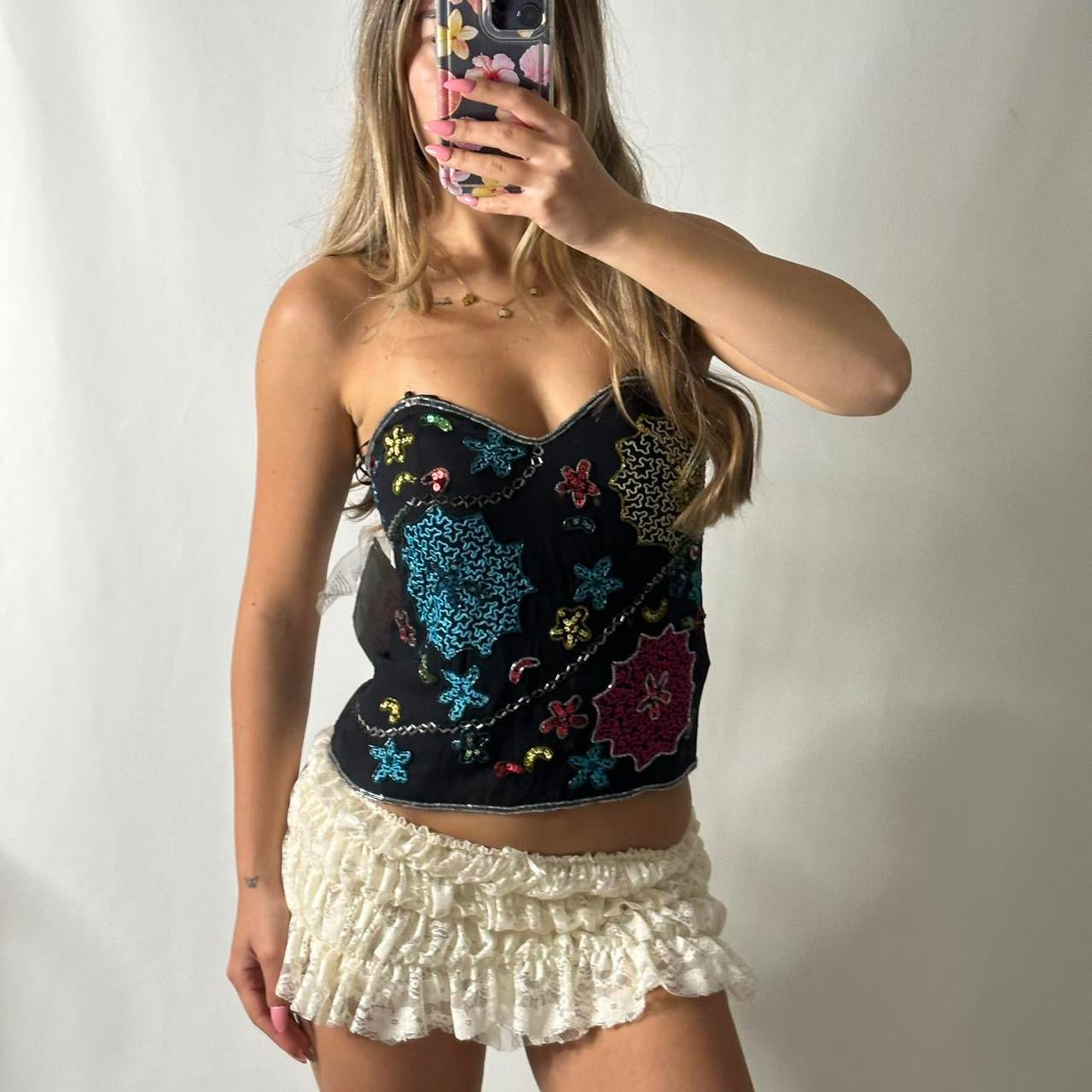 Pure Silk beaded corset