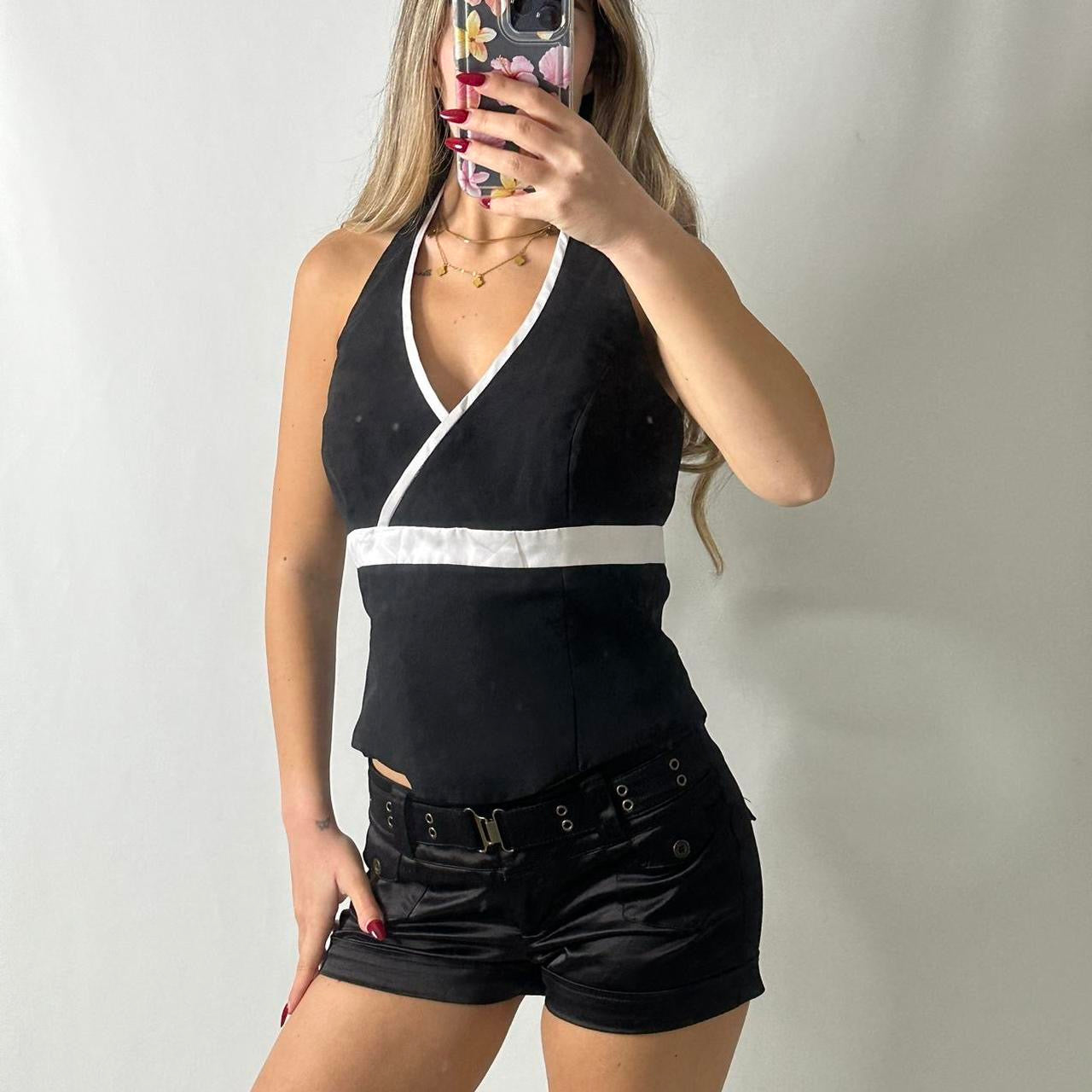 Black halter top with buttons