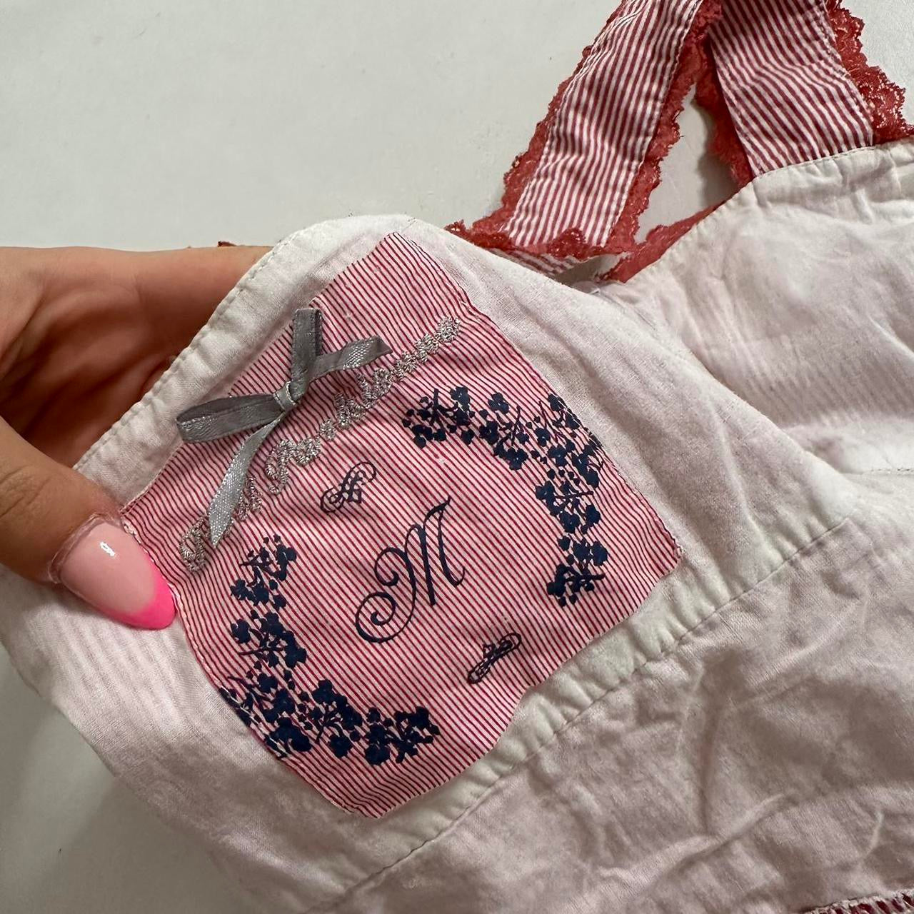 Red striped lace lined vest