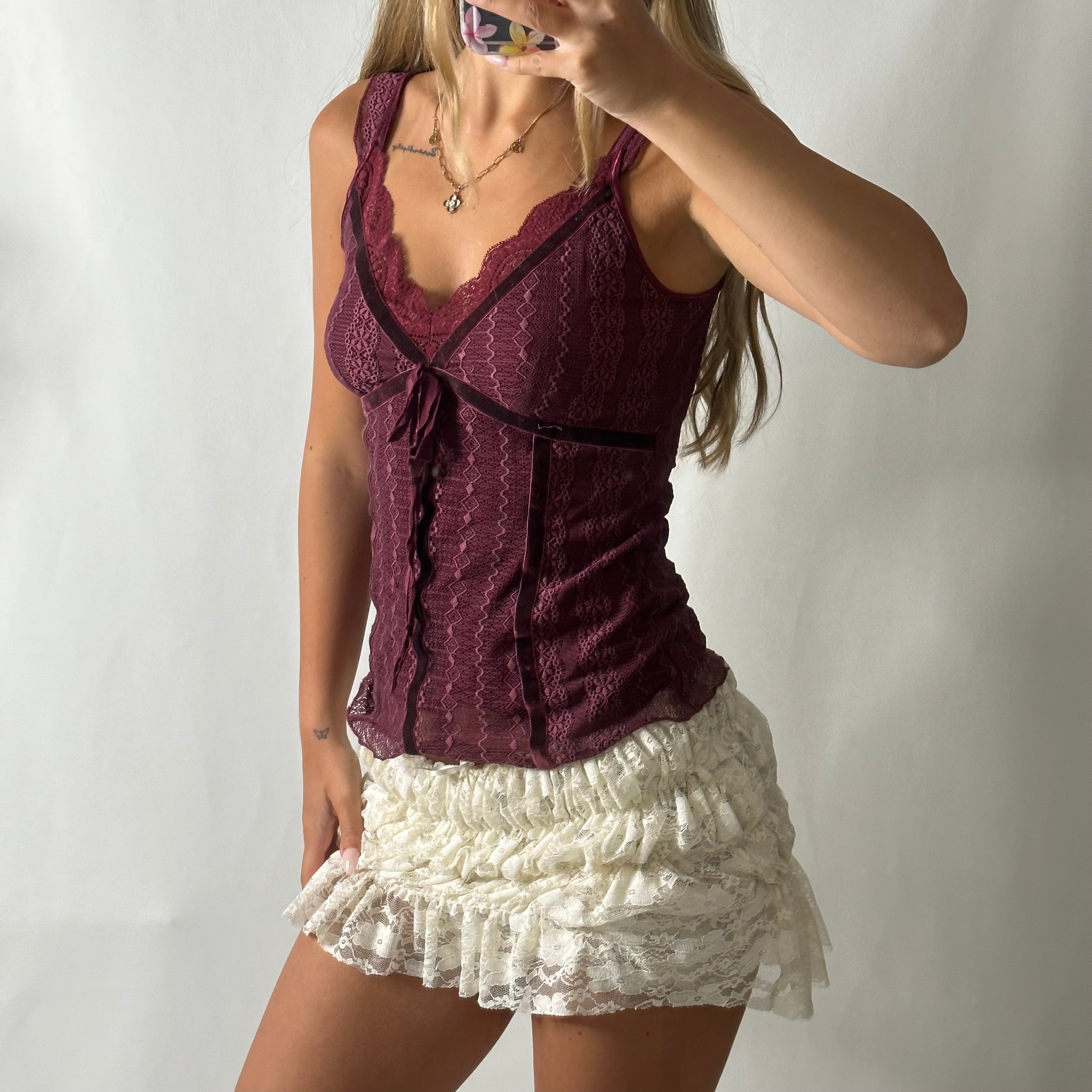 Purple lace cami top