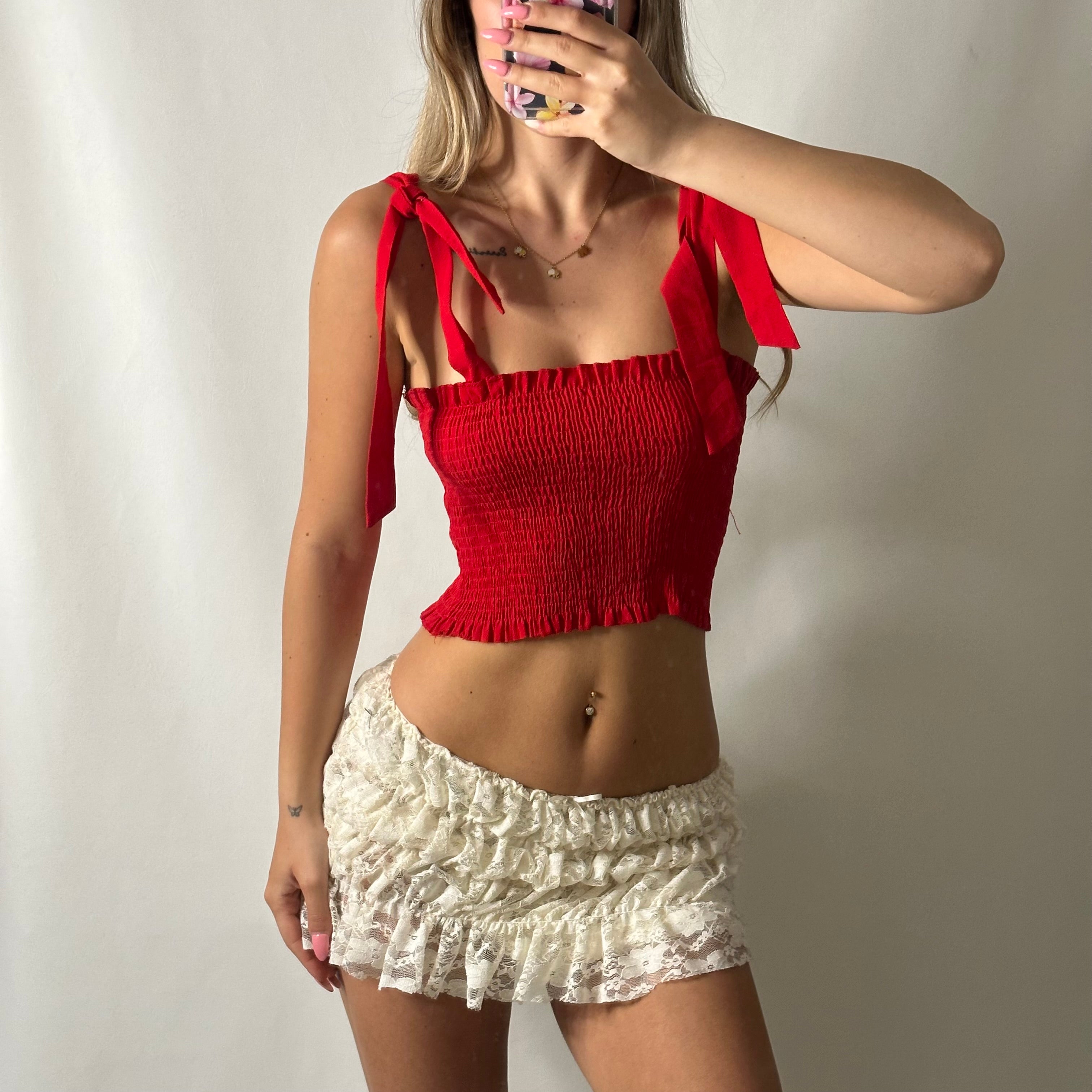 Mesh tie up crop top