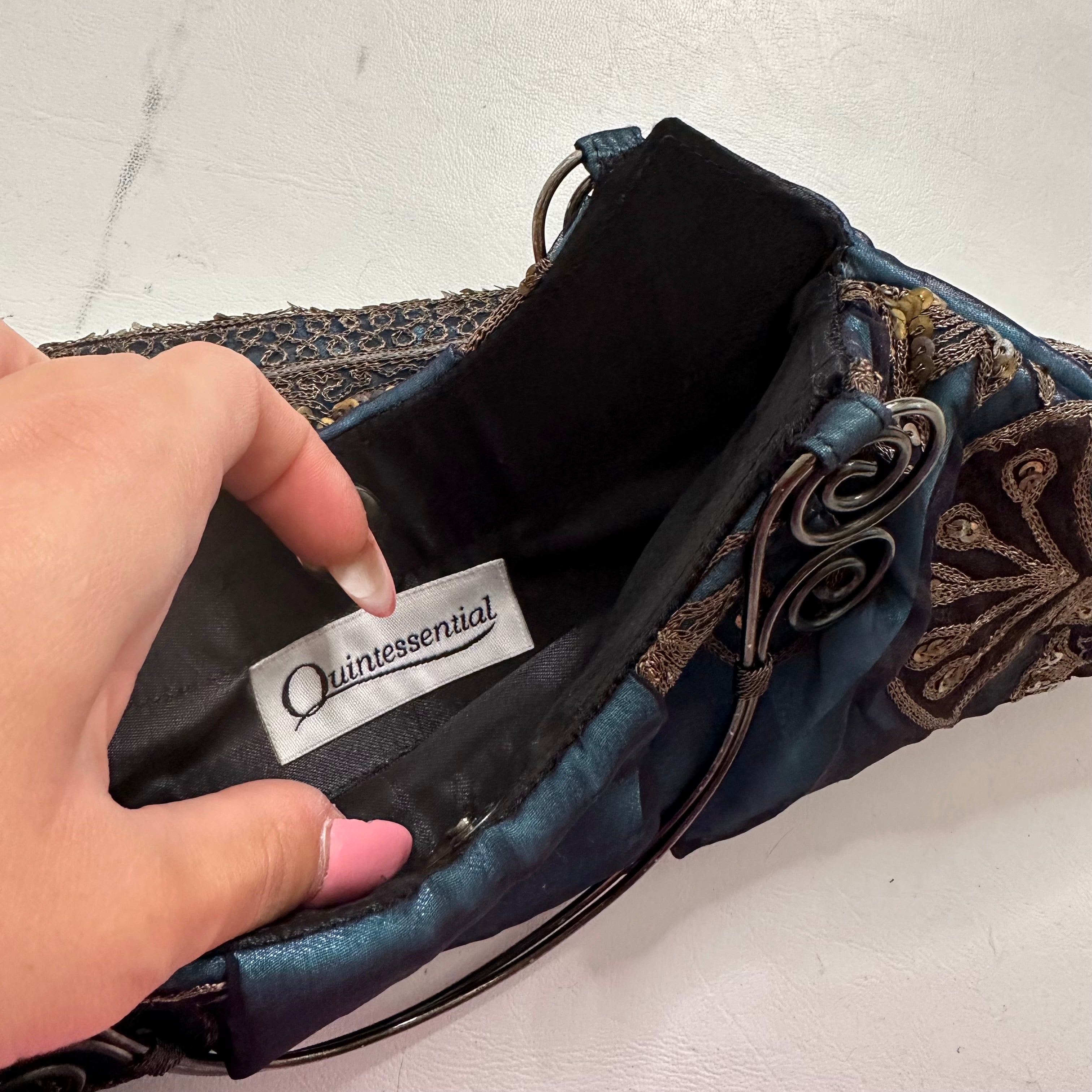 Vintage 90s blue sequin handbag