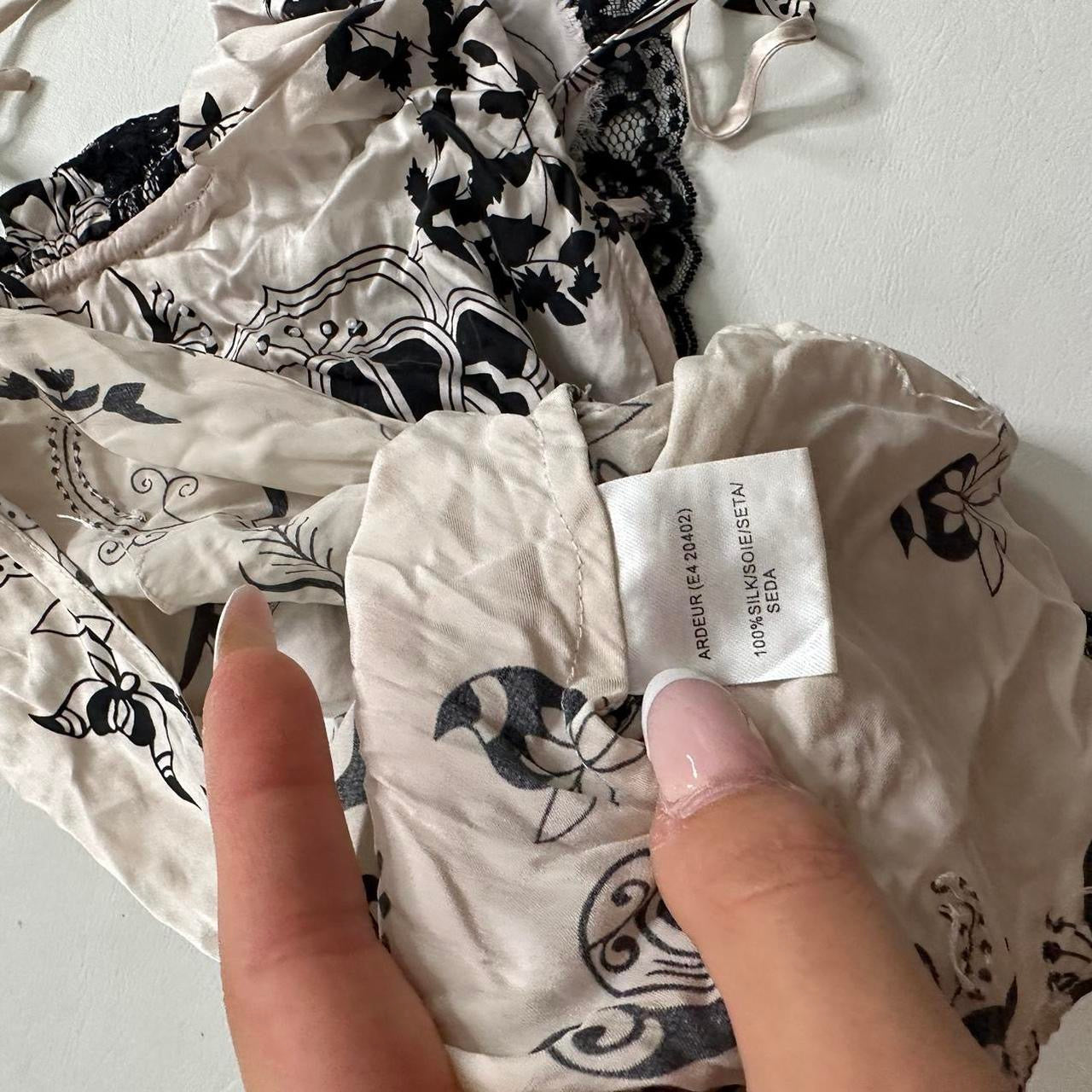 100% Silk lace ruched cami