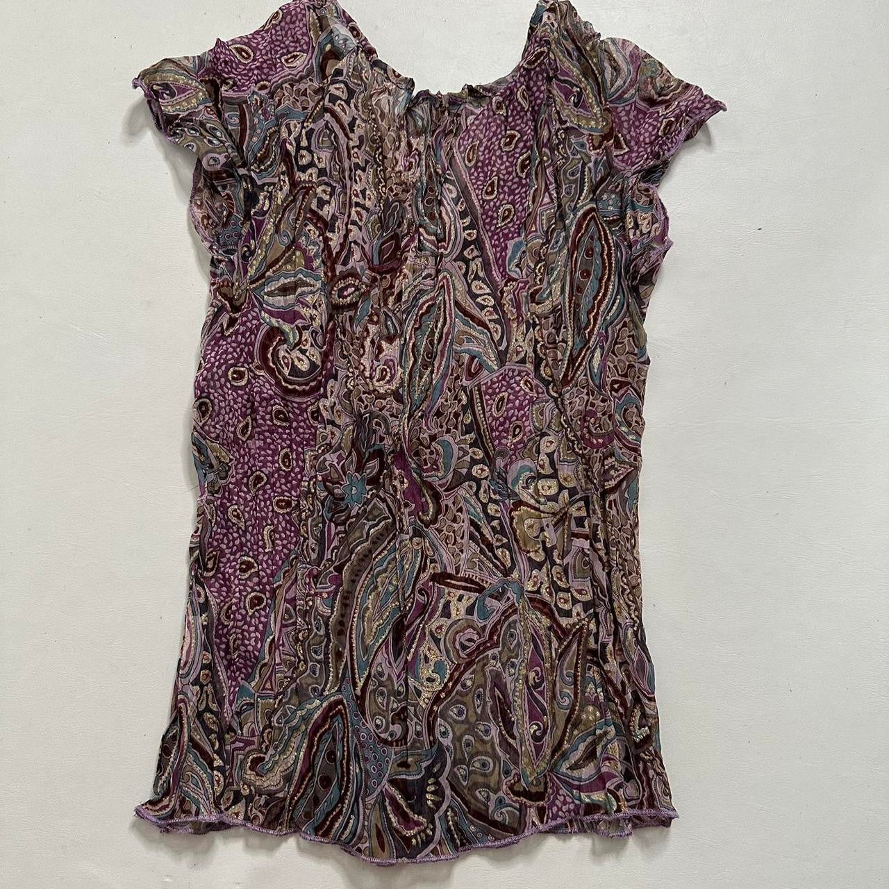 Silk mesh paisley top