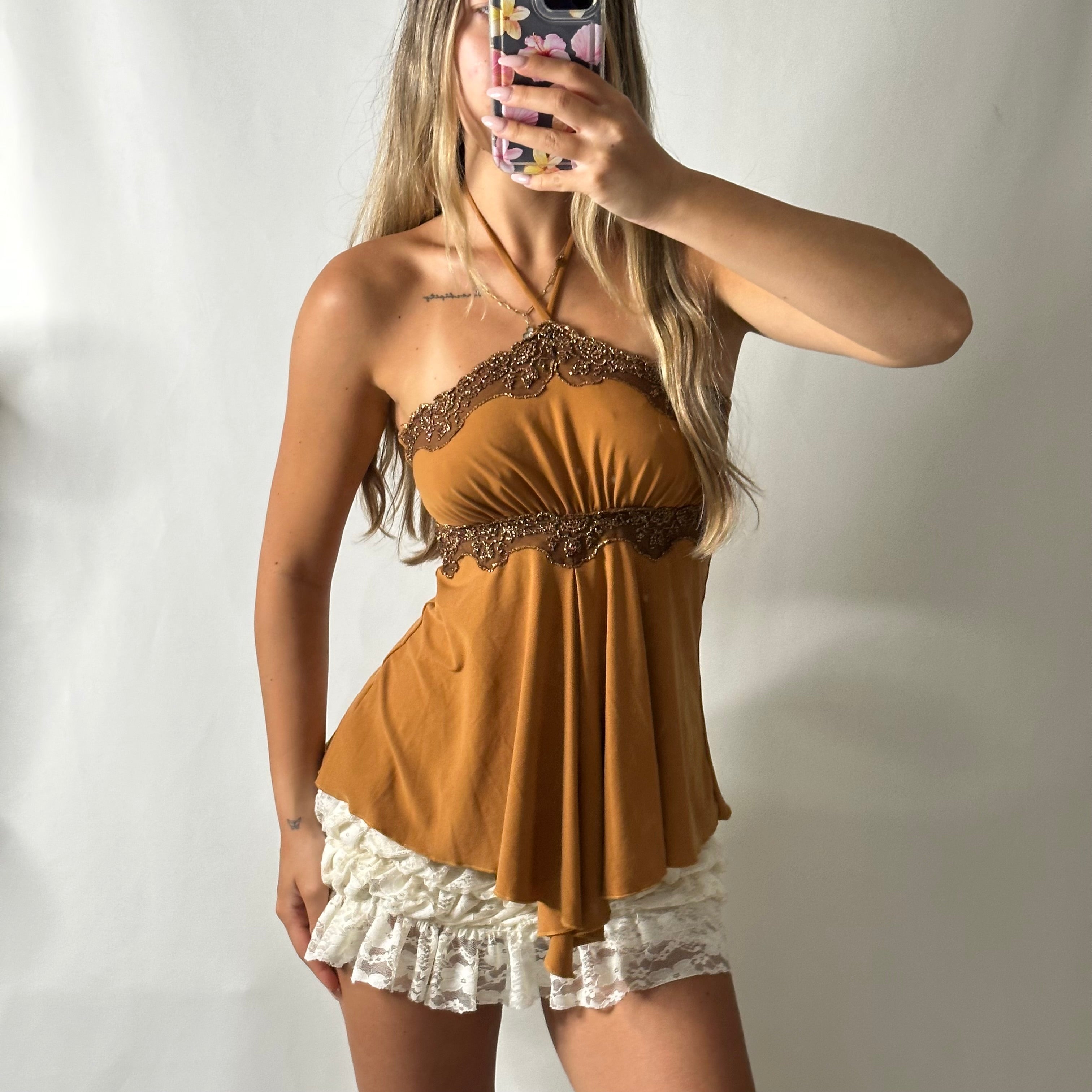 Halter neck lace glittery fairy top
